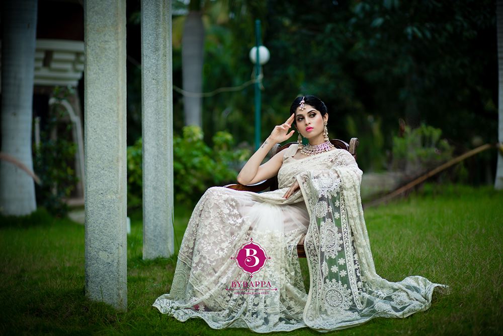 Beautiful silver color saree for party wear
